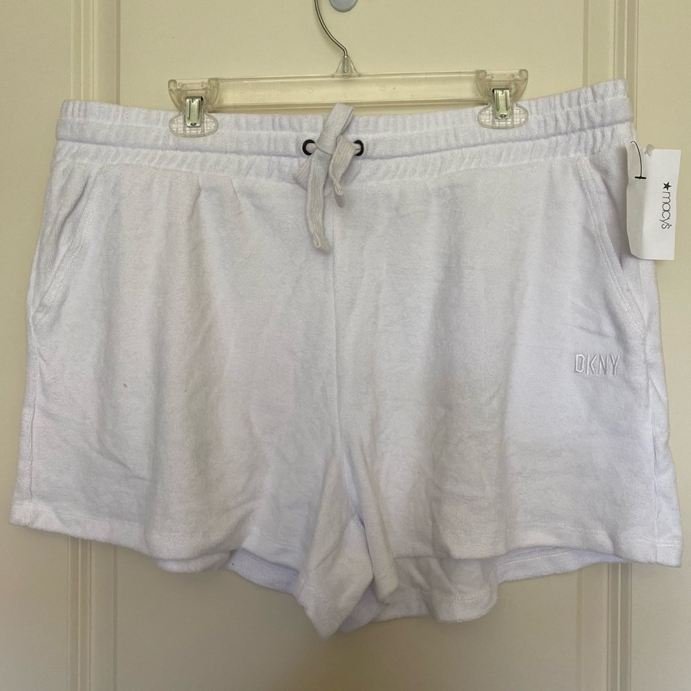 DKNY JEANS Womens White Pull On Elastic Band Drawstring Pocket Shorts Size XL